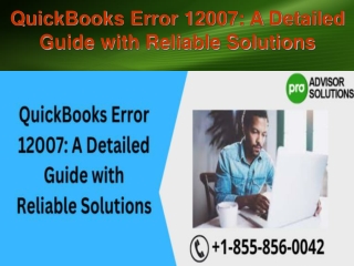 QuickBooks Error 12007 A Detailed Guide with Reliable Solutions