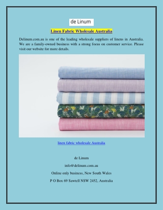 Linen Fabric Wholesale Australia  Delinum.com