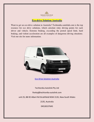 Eco-drive Solution Australia  Techtonika-autolink