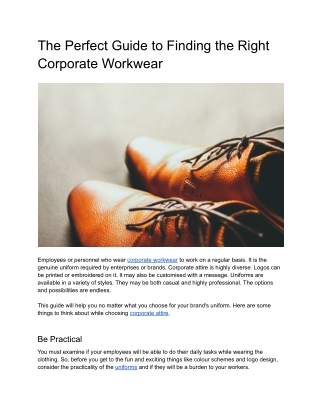 Guide to Finding the Right Corporate Workwear