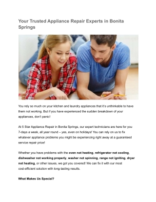 Your Trusted Appliance Repair Experts in Bonita Springs