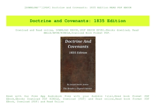 [DOWNLOAD^^][PDF] Doctrine and Covenants 1835 Edition READ PDF EBOOK