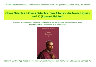 {DOWNLOAD} Obras Selectas I (Obras Selectas San Alfonso MarÃƒÂ­a de Ligorio nÃ‚Âº 1) (Spanish Edition) (Epub Kindle)