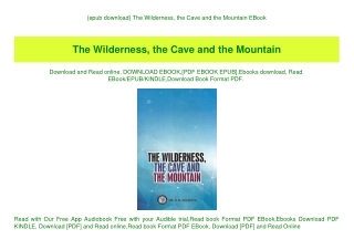 {epub download} The Wilderness  the Cave and the Mountain EBook