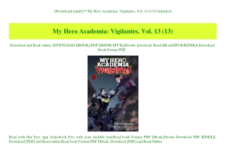 [Download] [epub]^^ My Hero Academia Vigilantes  Vol. 13 (13) Unlimited