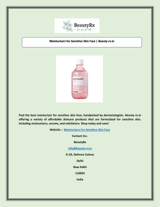 Moisturizers for Sensitive Skin Face | Beauty-rx.in