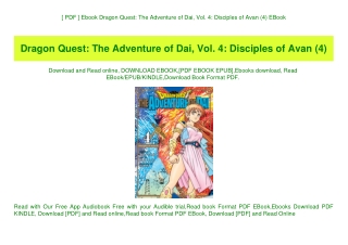 [ PDF ] Ebook Dragon Quest The Adventure of Dai  Vol. 4 Disciples of Avan (4) EBook