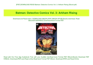 [PDF] DOWNLOAD READ Batman Detective Comics Vol. 3 Arkham Rising (Ebook pdf)