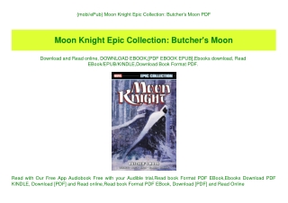 {mobiePub} Moon Knight Epic Collection Butcher's Moon PDF
