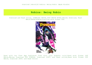 Download [ebook]$$ Robins Being Robin (Epub Kindle)