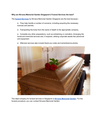 Why are Nirvana Memorial Garden Singapore's Funeral Services the best