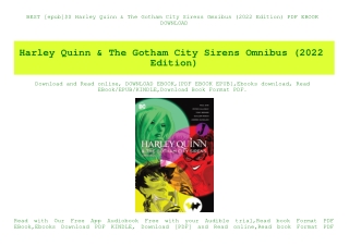 BEST [epub]$$ Harley Quinn & The Gotham City Sirens Omnibus (2022 Edition) PDF EBOOK DOWNLOAD