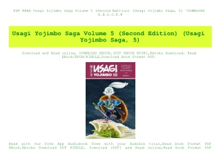 PDF READ  Usagi Yojimbo Saga Volume 5 (Second Edition) (Usagi Yojimbo Saga  5) ^DOWNLOAD E.B.O.O.K.#