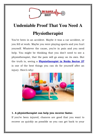 Physiotherapist in Noida Sector 27 Call-9870270410