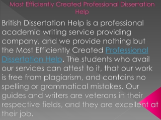 Most Efficiently Created Professional Dissertation Help