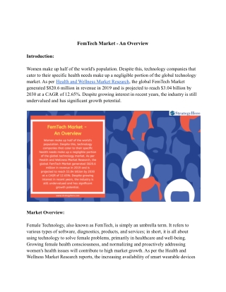 FemTech Market - An Overview
