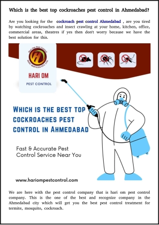 cockroaches pest control company in Ahmedabad