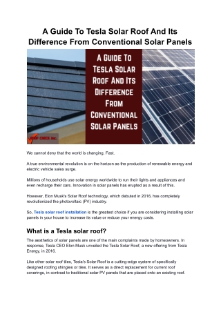 A Guide To Tesla Solar Roof And Its Difference From Conventional Solar Panels