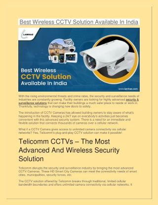 Best Wireless CCTV Solution Available In India