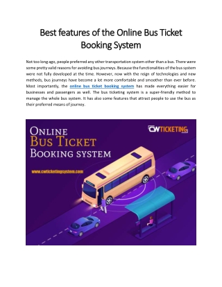 Best features of the online bus ticket booking system