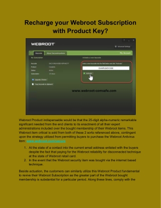 Recharge your Webroot Subscription with Product Key