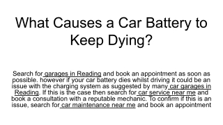 What Causes a Car Battery to Keep Dying_