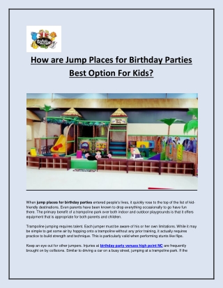 Jump Places for Birthday Parties - The Safari Nation