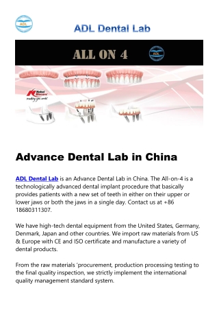 Advance Dental Lab in China