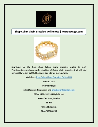 Shop Cuban Chain Bracelets Online Usa | Peardedesign.com