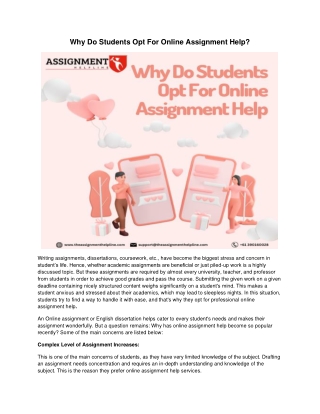 Why Do Students Opt For Online Assignment Help