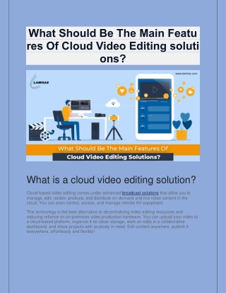 What Should Be The Main Features Of Cloud Video Editing solutions