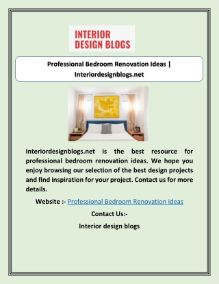 Professional Bedroom Renovation Ideas | Interiordesignblogs.net