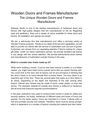 Wooden Doors and Frames Manufacturer