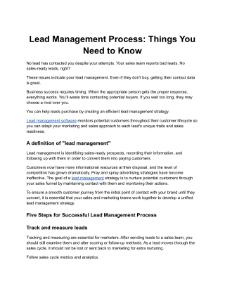 Lead Management Process_ Things You Need to Know.docx