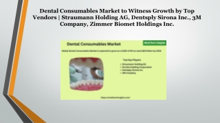 Dental Consumables Market By Top Players | 3M Company, Henry Schein Inc.