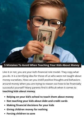 5 Mistakes To Avoid When Teaching Your Kids About Money