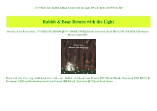 {DOWNLOAD} Rabbit & Bear Return with the Light #P.D.F. BEST DOWNLOAD^