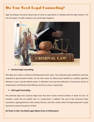Do You Need Legal Counseling