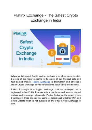 Platinx Exchange - The Safest Crypto Exchange in India