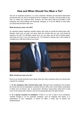How and When Should You Wear a Tie