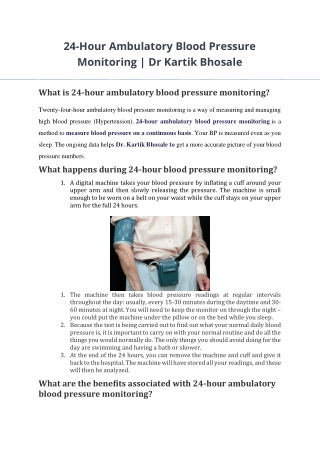 24-Hour Ambulatory Blood Pressure Monitoring