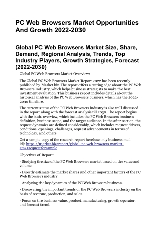 PC Web Browsers Market Opportunities And Growth 2022-2030