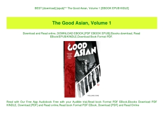 BEST [download] [epub]^^ The Good Asian  Volume 1 [EBOOK EPUB KIDLE]