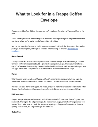 What to Look for in a Frappe Coffee Envelope
