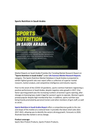 Sports Nutrition in Saudi Arabia