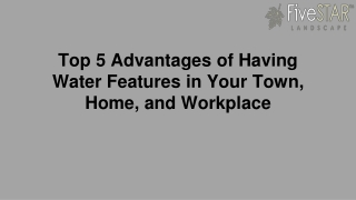 Top 5 Advantages of Having Water Features in Your Town, Home, and Workplace