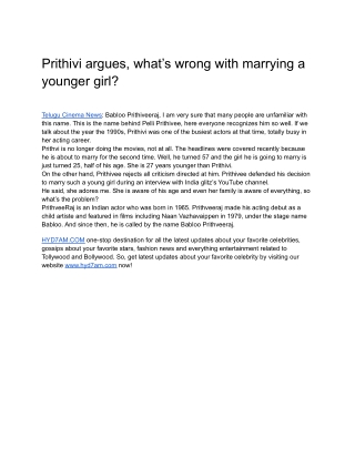 Prithivi argues, what’s wrong with marrying a younger girl_