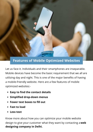 Features of Mobile Optimized Websites