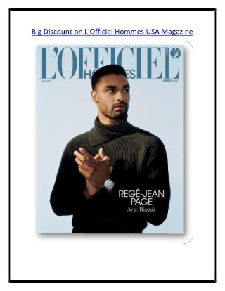 Big Discount on L'Officiel Hommes USA Magazine