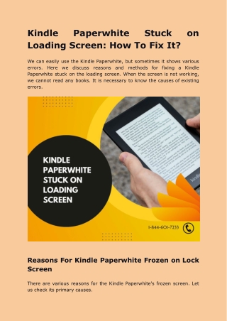 Kindle Paperwhite Stuck on Loading Screen: How To Fix It